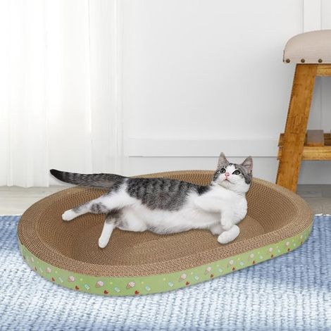 Griffoir pour chats – Panier pour chat – Jouet pour chat – 48 cm x 32 cm x 8 cm – Carton ondulé marron (1/5)
