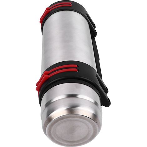 Gourde isotherme 2L en acier inoxydable avec 2 couvercles à pression, étanche et munie d'une poignée de transport, idéale pour la randonnée. (1/5)