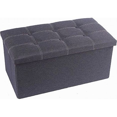 Cleafe - Pouff Puff Pouf Contenitore Imbottito Portaoggetti Seduta Grigio 76x38x35cm 79426 - (1/2)