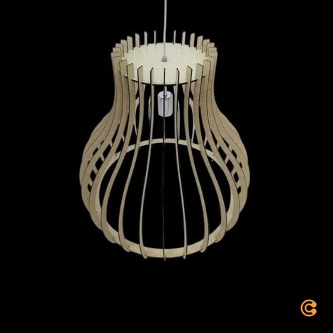 [NEUWERTIG] B-Ware Pendelleuchte Hängeleuchte Holzlampe Ellys Holz Natur Lampenschirm Holzlamellen (1/2)