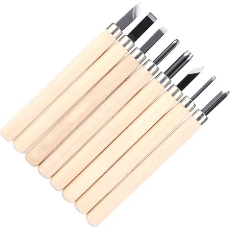 Kit de 8 couteaux à sculpter le bois pour le travail du bois, idéal pour la création de savons, d'argile, de caoutchouc et de citrouilles. Outil manuel pour le bricolage et le travail du bois. (1/5)