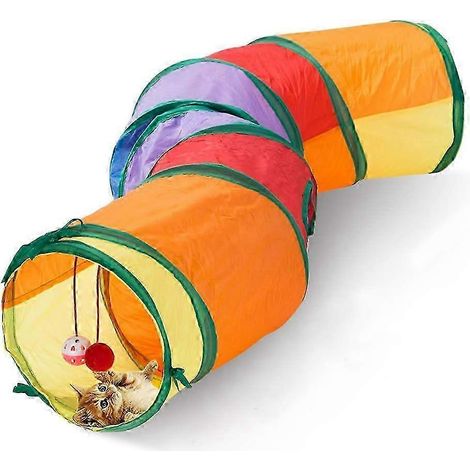 Tunnel de jeu pour animaux de compagnie en tissu polyester résistant aux déchirures, tunnel interactif, amusant, sûr et durable en forme de S pour chat, compatible avec les jouets d'intérieur pour cha (1/5)