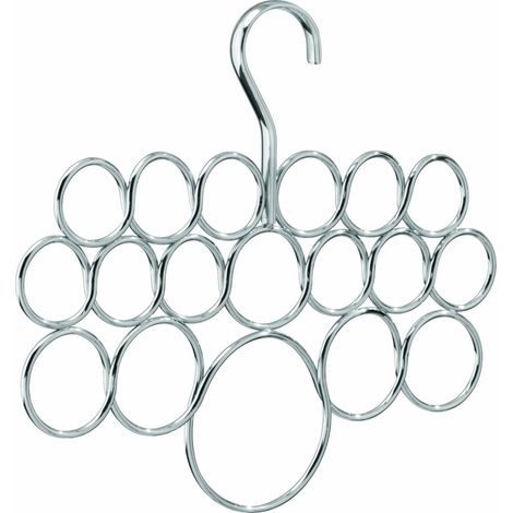 Axis Cintre à Foulard Avec 18 Boucles, Rangement à Suspendre en Métal pour Foulards, Fichus, Cravates, Ceintures, etc., Argenté
