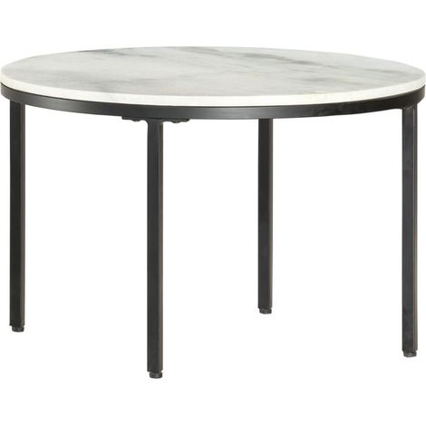 Table basse Blanc et noir Ø65 cm Marbre solide véritable (1/5)