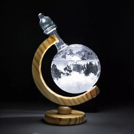 Baromètre de Tempête Globe Terrestre Objet Déco Insolite avec Boîte en Bois Gravée - PANGIVO (1/5)