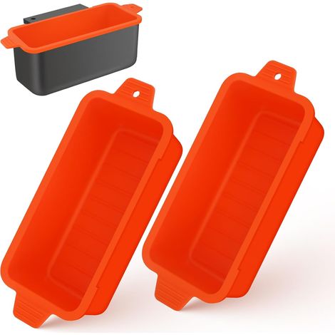 Liner En Silicone Pour Cuve A Graisse - 7 X 3 3 X 2 8 Pouces - Compatible Avec Grills A Plaque De Cuisson 36 28 22 17 Pouces - Orange - Lot De 2 (1/5)