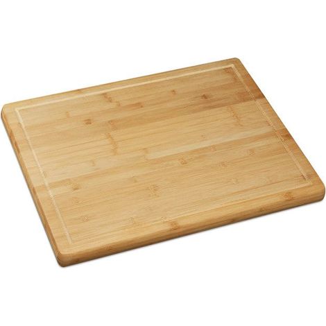 2 planches à découper bambou, rigole à jus, antibactérien, plan de travail cuisine, 56,5 x 50 cm, usage familial et gastronomique (1/5)