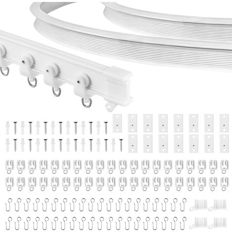 Rail de rideau de plafond flexible de 5 m, rail de rideau incurvé avec roulettes silencieuses, idéal pour fenêtre de douche, séparateur d'espace de camping-car, intimité et décoration de la maison (1/5)