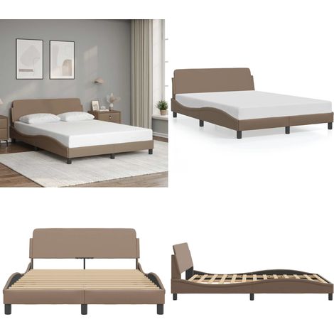 Cadre de lit sans matelas cappuccino 120x200 cm similicuir - Cadre De Lit - Lit Double - Lit Capitonné - Tête De Lit - Similicuir - Home & Living (1/5)