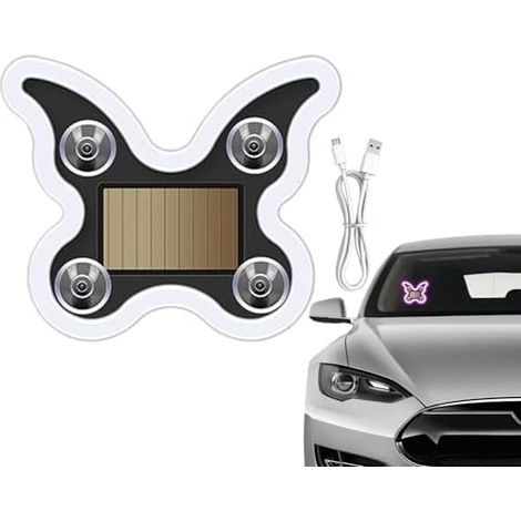 Lampe de fenêtre de voiture - Rechargeable à énergie solaire, forme néon - 6 modes d'éclairage triangulaire Idéale pour chambre, véhicule, fête, camion (1/5)