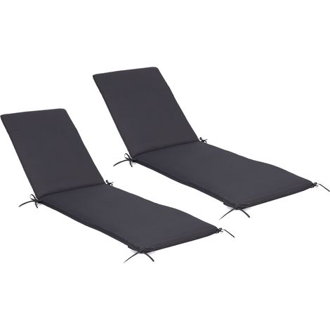 Idmarket – Coussins de transat 190 cm – Lot de 2 – Épaisseur 5 cm – Revêtement 100% polyester – Fixation par liens et sangle réglable