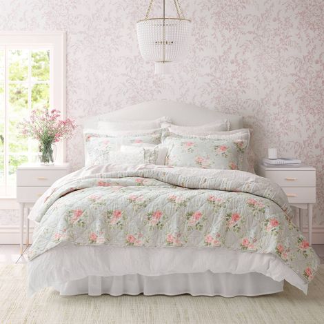 Parure de lit réversible en Coton avec Couvre-Oreiller(s) Assorti(s), décoration d'intérieur légère pour Toutes Les Saisons, Rose Melany - King (1/5)