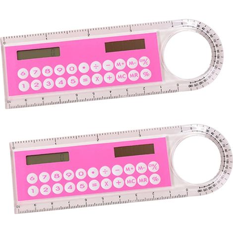 Règle calculatrice 10 cm, plastique rose, lot de 2 (1/5)