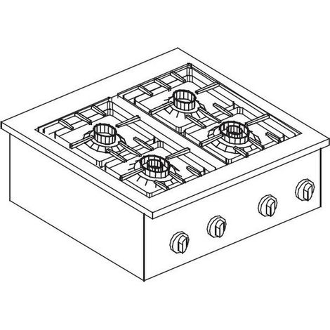Réchaud à Gaz Drop-In - 4 Feux 3,5 kW - Combisteel