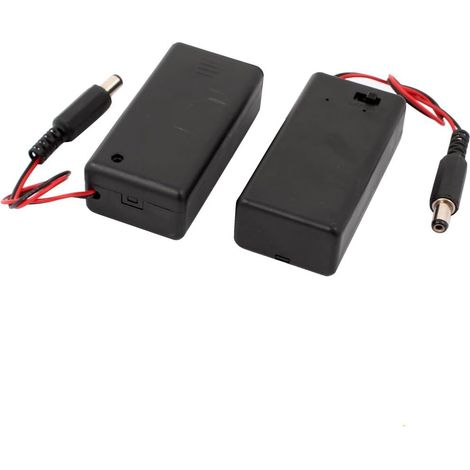 pièces DC 9V ABS-Batteriezellengehäuse ON/OFF-Box avec Abdeckung 5,5 x 2,1 DC-Netzstecker (1/3)