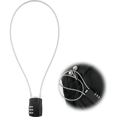 Long cadenas de 50 cm avec câble en acier de sécurité polyvalent réinitialisable à combinaison à 3 chiffres - Cadenas flexible étanche pour casier, bagages, valise, fusil, boîte à outils, casque, noir (1/5)