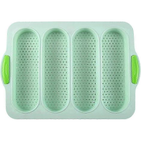 Moule à gâteau français à 4 compartiments, petit moule à pain français à faire soi-même, antiadhésif, facile à démouler - vert (1/5)