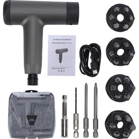 Perceuse Visseuse Électrique sans Fil 3.6V, Kit avec Accessoires, 3 Vitesses, USB-C, Batterie 1500mAh, LED pour Bricolage (1/5)