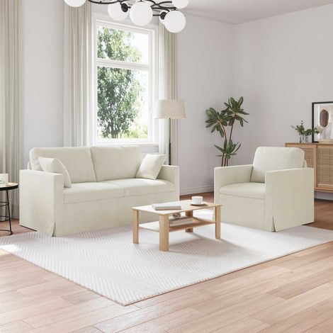 Sofa Set 2 pcs Creme 158 x 78 x 80 cm Samt (1/5)