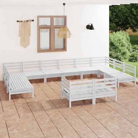 Salon de jardin modulable 12 pièces en pin massif blanc, canapés palette, 99.56kg - PANGIVO (1/5)