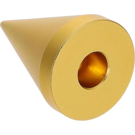 Présentoir à bagues en forme de cône doré, compatible avec un usage domestique.
