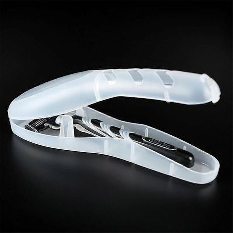 Boîte de rangement pour rasoir homme, étui de voyage portable en plastique transparent pour lames de rasoir, coffret de rasage de haute qualité. (1/2)
