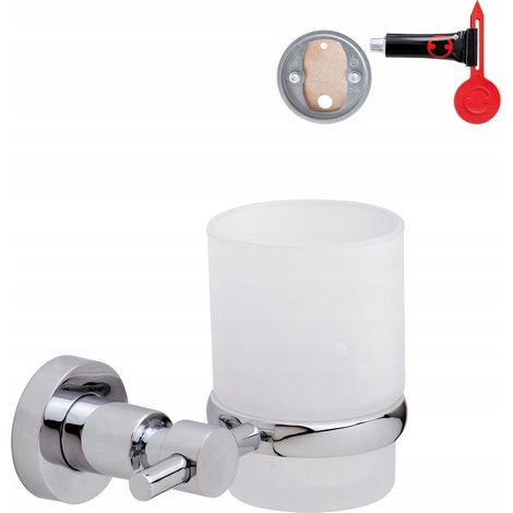 Portaspazzolino da bagno TESA LOXX con bicchiere in vetro, in metallo cromato. (1/5)