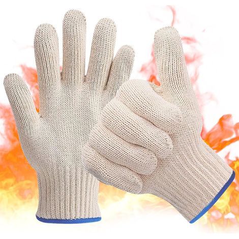 Gants de cuisine, gants de four double couche, gants de barbecue, gants de cuisine résistants à la chaleur pour la manipulation de surfaces chaudes, avec doigts (1/5)