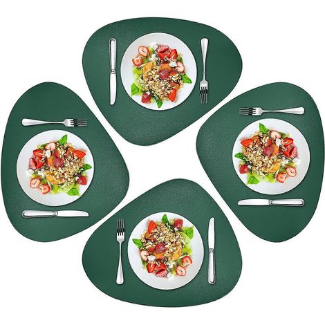 Set moderner Platzsets (4-teilig), runde Platzsets aus Leder, geeignet für Küchentische.