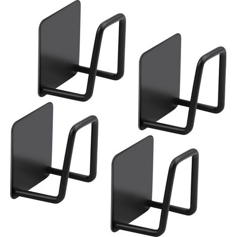 4pcs Porte-éponge Autocollant, Porte Eponge Cuisine en Acier Inoxydable, Crochet de Suspension Mural Autocollant pour Salle de Bain, Cuisine (Noir) (1/5)