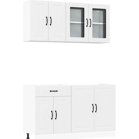 4 Piece Kitchen Cabinet Set Lucca White Engineered Wood vidaXL (1/5)