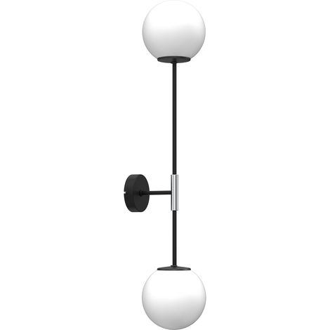 Applique murale noire/chrome 2 globes Glame 2xE27 15W
