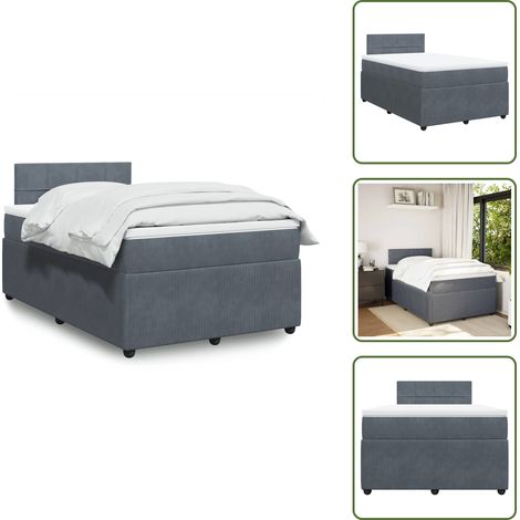 Sommier à lattes de lit et matelas gris foncé 120x190cm velours - Sommier À Lattes De Lit - Sommiers À Lattes De Lit - Lit - Meuble De Chambre À Coucher (1/5)