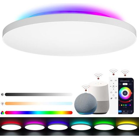 Lámpara de techo LED de 30 cm，Luz LED para baño，Luces de techo RGB，Control remoto y aplicación inteligente，WiFi de 2,4 GHz，Compatible con Alexa (1/5)