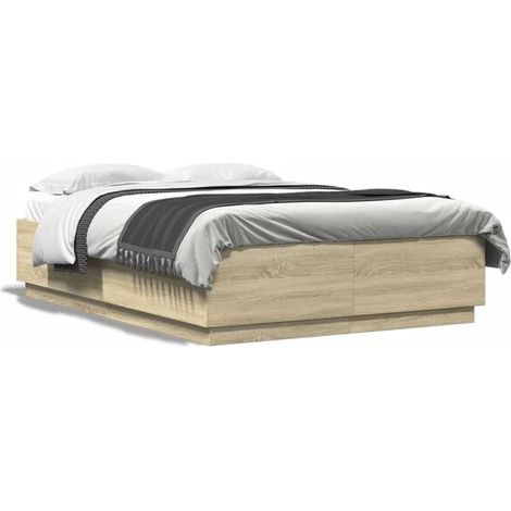 Cadre de lit (matelas non inclus), chêne Sonoma, 150 x 200 cm (1/5)