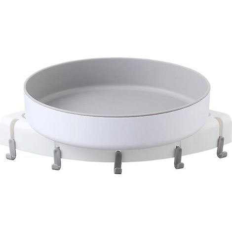 Étagère d'angle de rangement pour toilettes murale double couche pivotante blanche (1/4)