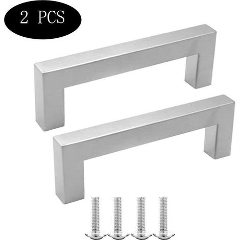 Poignée de meuble en 2 parties, poignée de tiroir, poignée de cuisine, diamètre du tube 12 mm x 12 mm, entraxe 76 mm, longueur totale 88 mm, vis incluses, pour cuisines et bureaux (1/5)