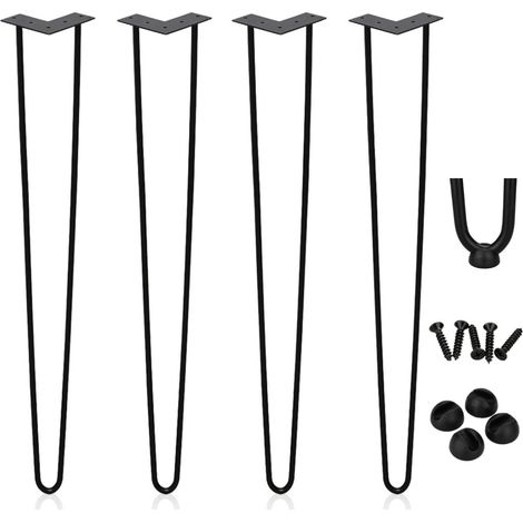 SWANEW Set di 4 gambe a forcella Telaio del tavolo Corridori del tavolo Gambe Tavolo da pranzo Gamba del tavolo Harpins 2 montanti Nero - 61 cm (1/4)