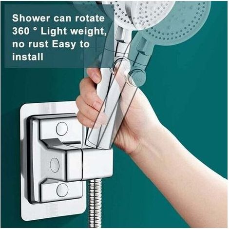 Support Pommeau de Douche, 360° Réglable Support Douche, ABS Plastique Accroche Pommeau de Douche Support Pommeau de Douche sans Percage, Adhésif Fort Porte Pommeau de Douche Support (1/4)
