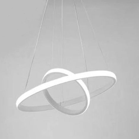 TrAdE Shop Traesio - Lampadario Sospeso Led 60w 2 Cerchi Pendente Rotondo Anelli Bianco Luce 6500k 50286 - (1/5)