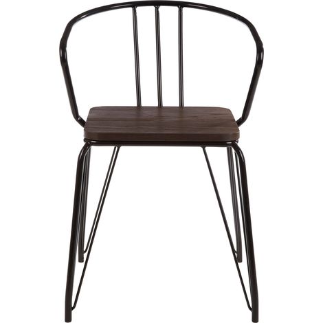 Interiors by Premier Black Metal and Elm Wood Arm Chair, Accent Dining Arm Chair, Versatile Wooden Chair for Home, Office, Lounge (1/5)