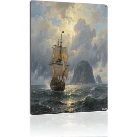 Plaque en Métal Style Vintage pour Café de la Mer Méditerranée, Fraîcheur et Charme Provençal 30x20 cm. (1/5)