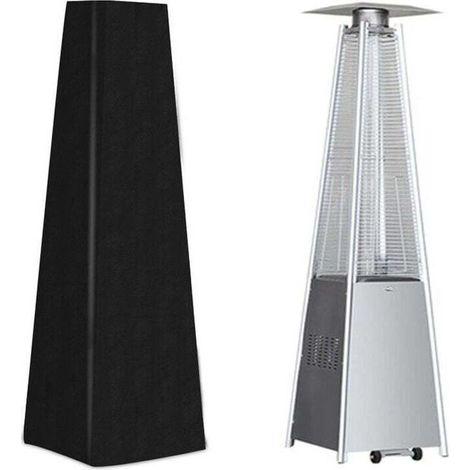 Housse de Chauffage de Terrasse,Housse pour Parasol Chauffant Pyramidal Bâche,Bache de Protection pour Chauffage de Terrasse Extérieur Anti-Poussière/Vent,noir
