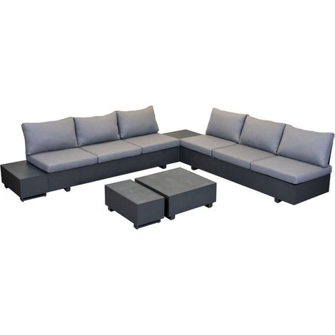 Inko 6-teilige Eck-Lounge-Sitzgruppe Pasadena Aluminium anthrazit mit 4 Tischen Loungegruppe (1/5)