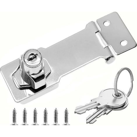 Cadenas à Loquet, Verrou de Tiroir, Armoire Fermeture à Clé de Placard, Moraillon de Verrouillage,Fermoir Cadenas (4 Inch) (1/5)