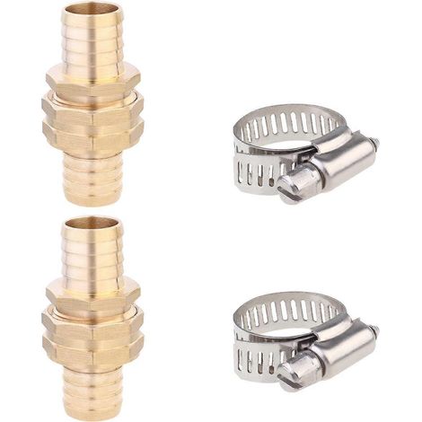 Lot de 2 raccords de tuyau d'arrosage 3/4 pouce avec collier de serrage pour l'entretien du tuyau. (1/5)