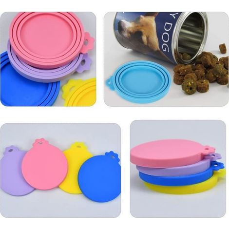 Couvercles Silicone de Conserve 3 en 1 Couvercles de Boîtes en Silicone Chat Couvercles Alimentaire Universels pour Stockage Aliment (1/4)