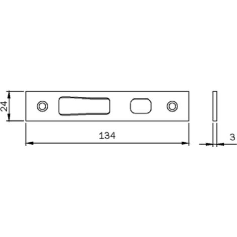 Multiblindo ISEO flaches Schließblech hoch/niedrig für Hakenriegel - Edelstahl - 24x3x134 mm - 038095