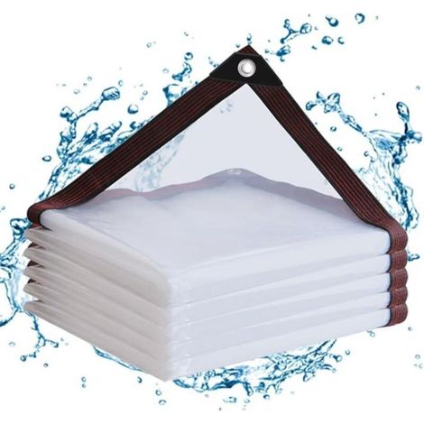1 pièce (2 x 4 m) bâche imperméable transparente en PE avec œillets pour balcons, brise-vent, mobilier de jardin extérieur, jardins d'hiver (1/5)