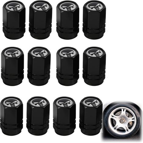 Bouchon Valve Pneu, Bouchons de Valve Pneu en Aluminium, Protection Anti-Fuite et Anti-Corrosion pour Voiture, Moto, Vélo, SUV et Camion, avec Joint Étanche et Design Durable (Noir) (1/5)